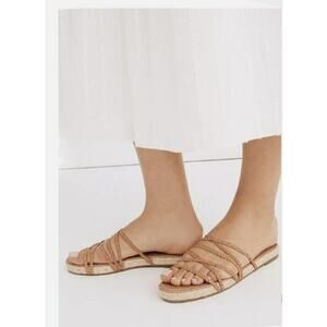 Madewell Bombe' Slides English Saddle Brown WMNS 7.5 NK0D19 Braided Jute Sole